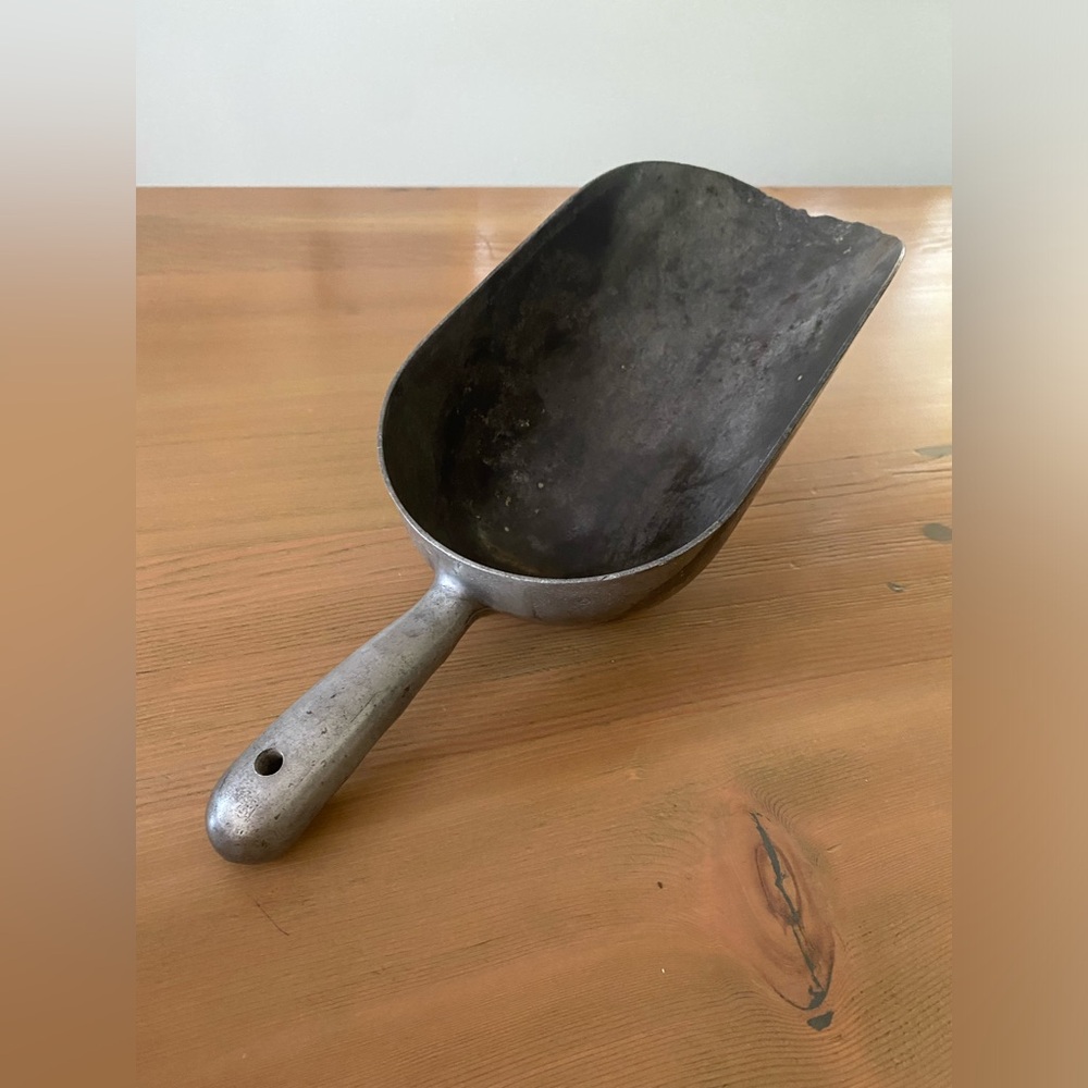 Authentic farmhouse metal grain scoop